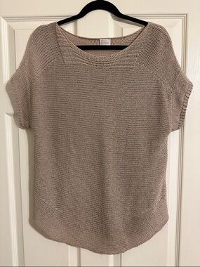 Cupio Beige Knit Short Sleeve Top